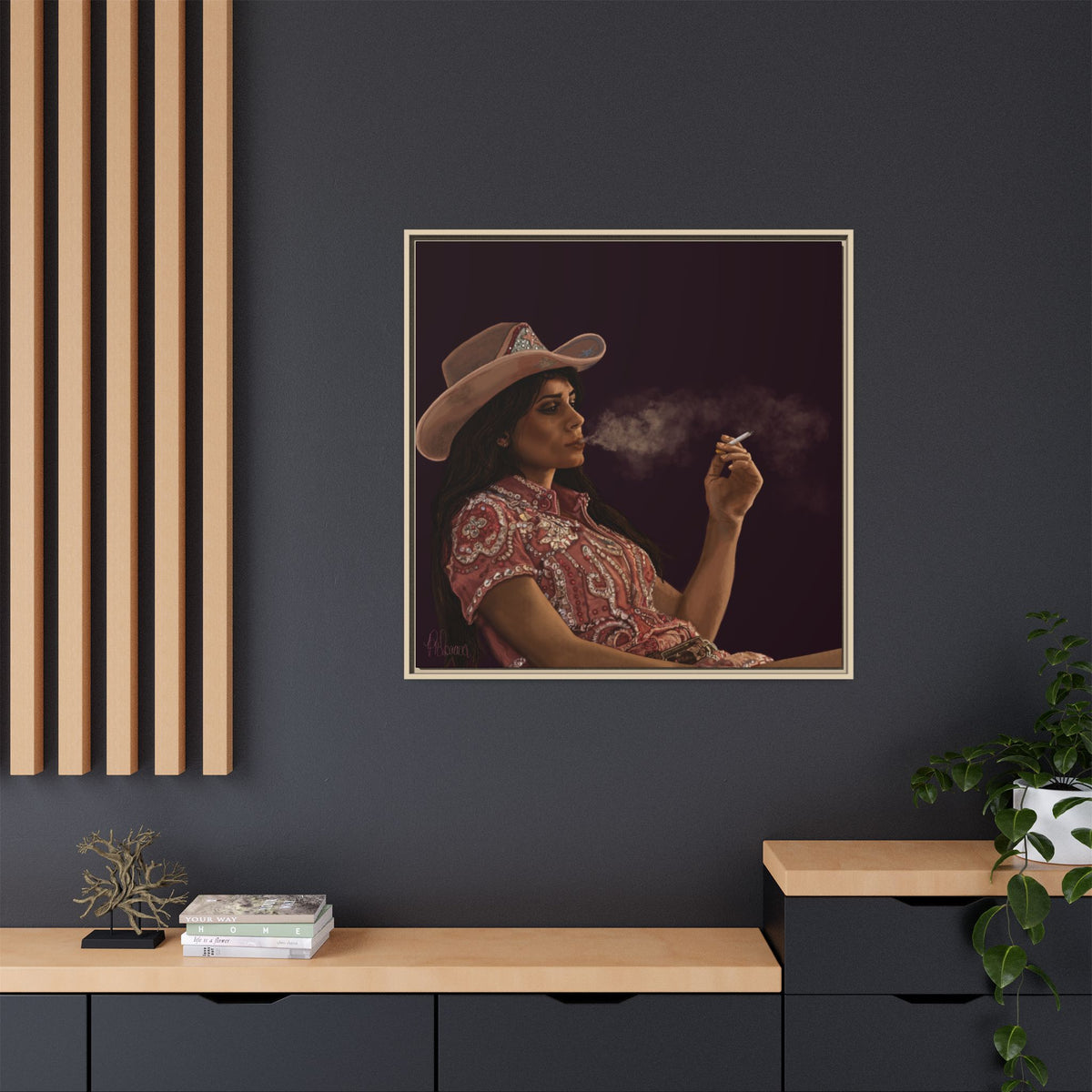 RHINESTONE COWGIRL: Framed Matte Canvas