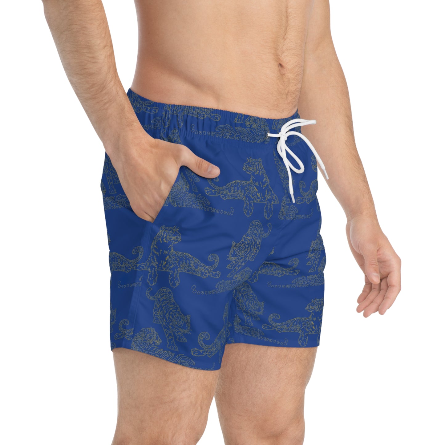 BLUE TIGER PRINT: Swim Trunks