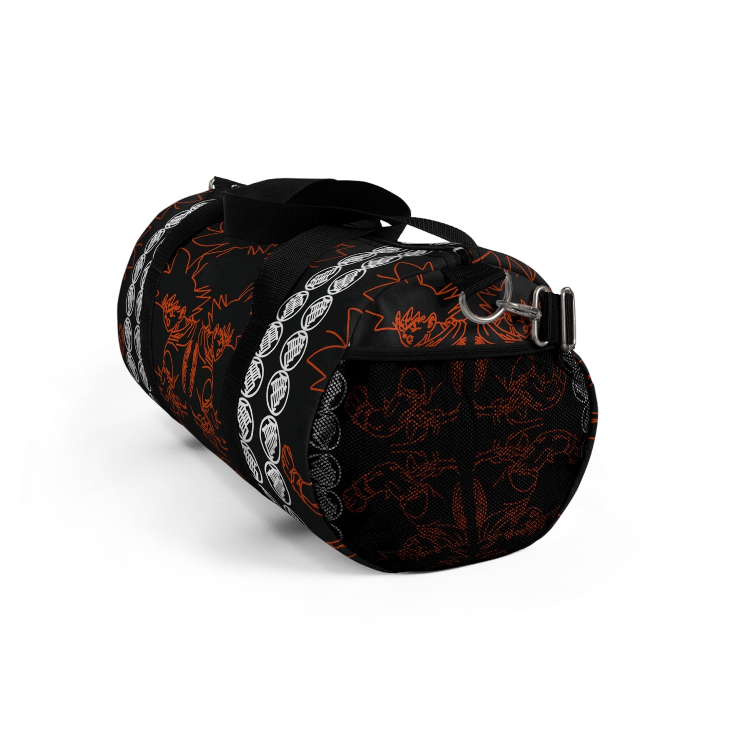 BLACK & ORANGE PRINT: Duffel Gym Bag