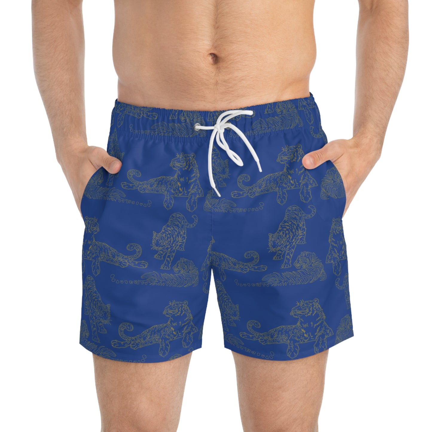 BLUE TIGER PRINT: Swim Trunks