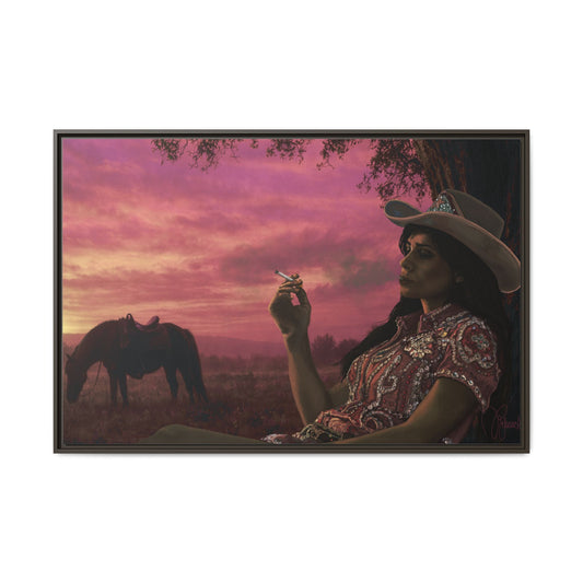 RHINESTONE COWGIRL:  Framed Matte Canvas Print