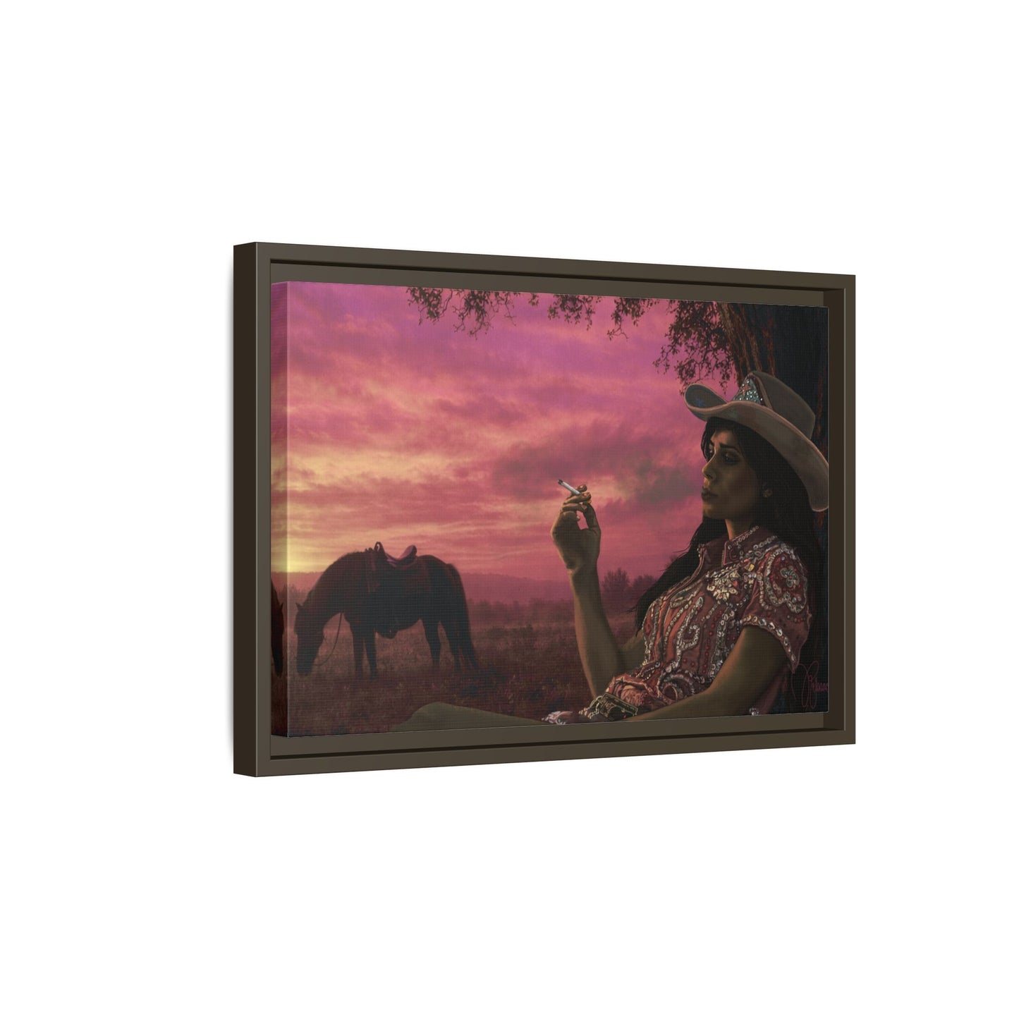 RHINESTONE COWGIRL:  Framed Matte Canvas Print