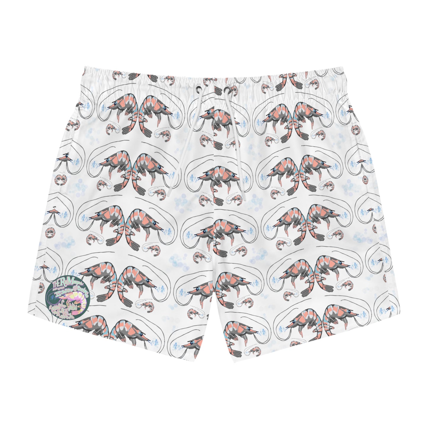 SHRIMP PRINT: White Swim Trunks