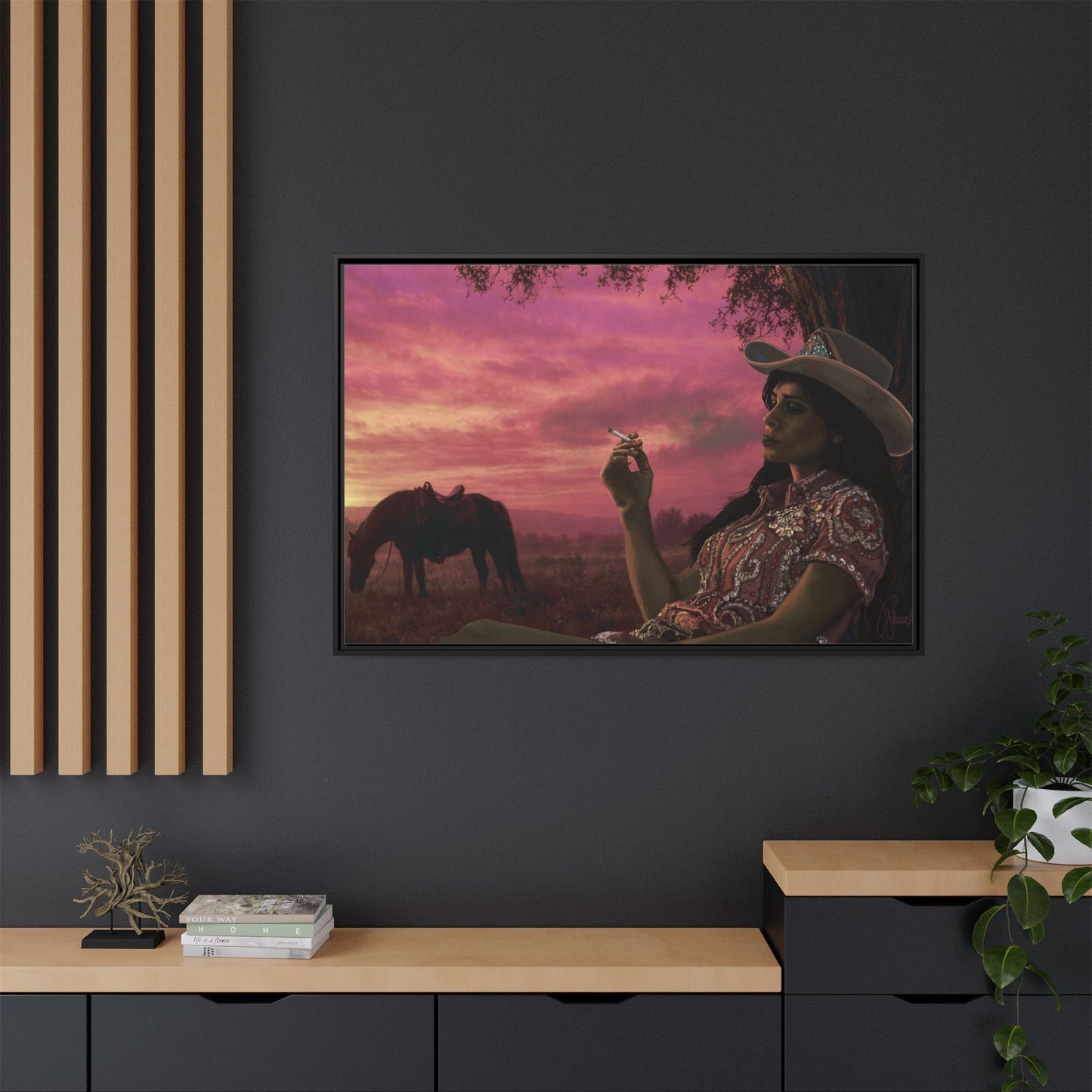 RHINESTONE COWGIRL:  Framed Matte Canvas Print