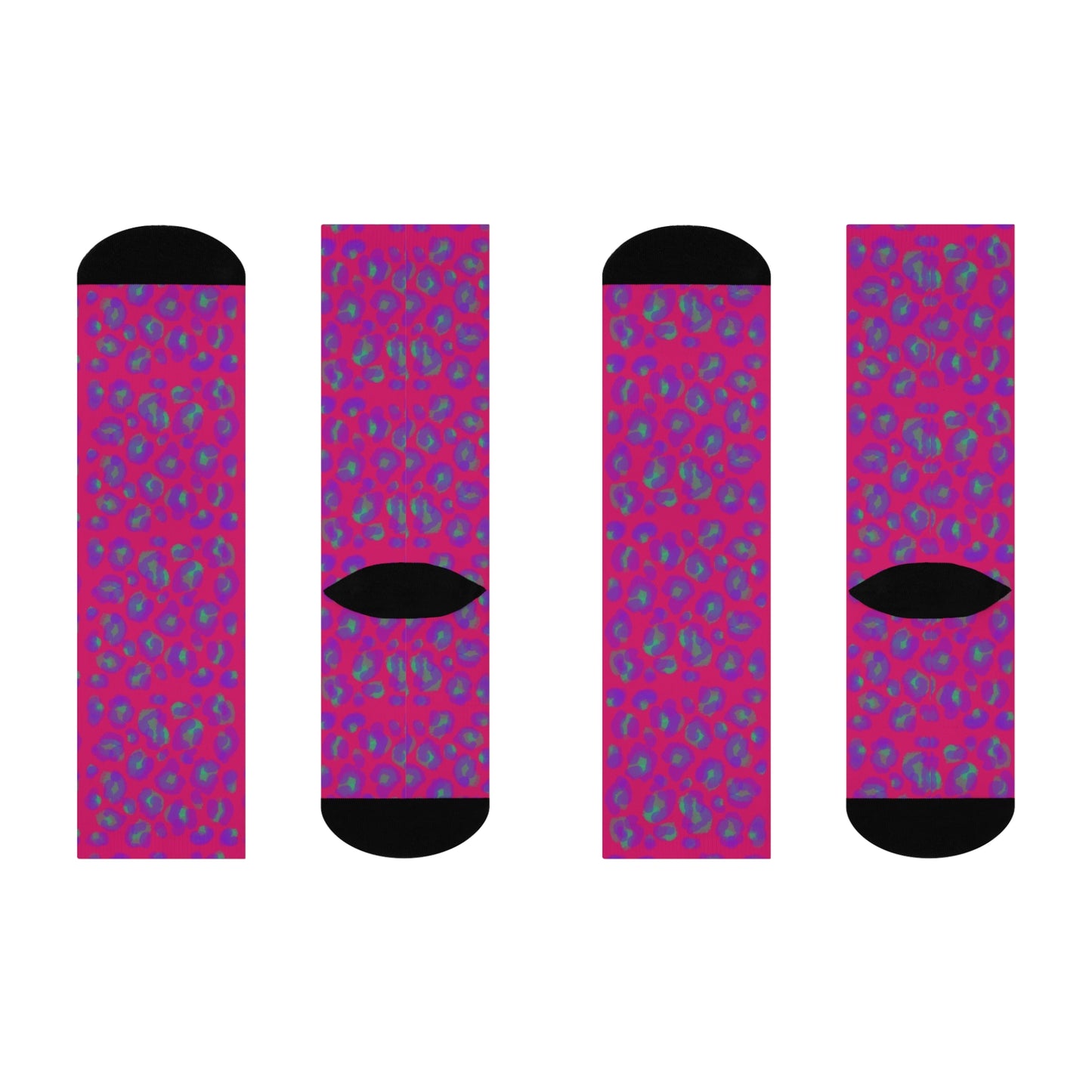 PINK LEOPARD PRINT: Cushioned Crew Socks