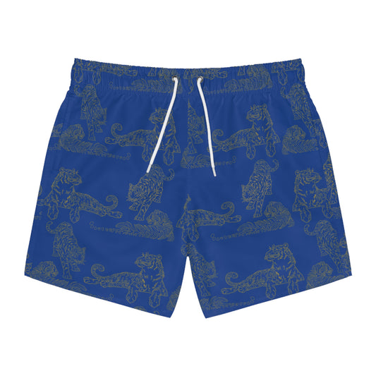 BLUE TIGER PRINT: Swim Trunks