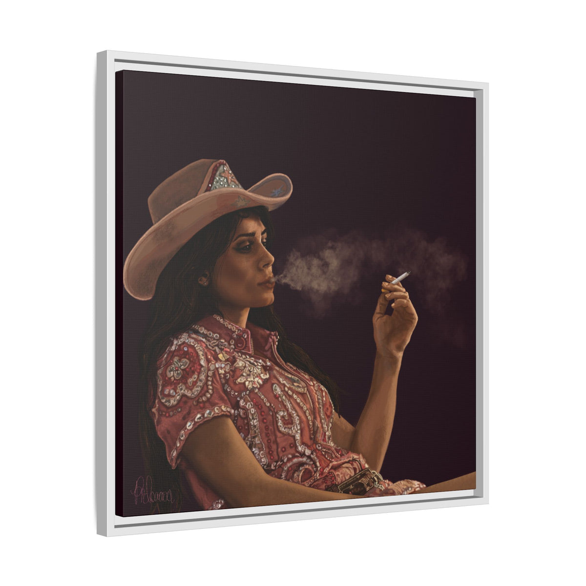 RHINESTONE COWGIRL: Framed Matte Canvas