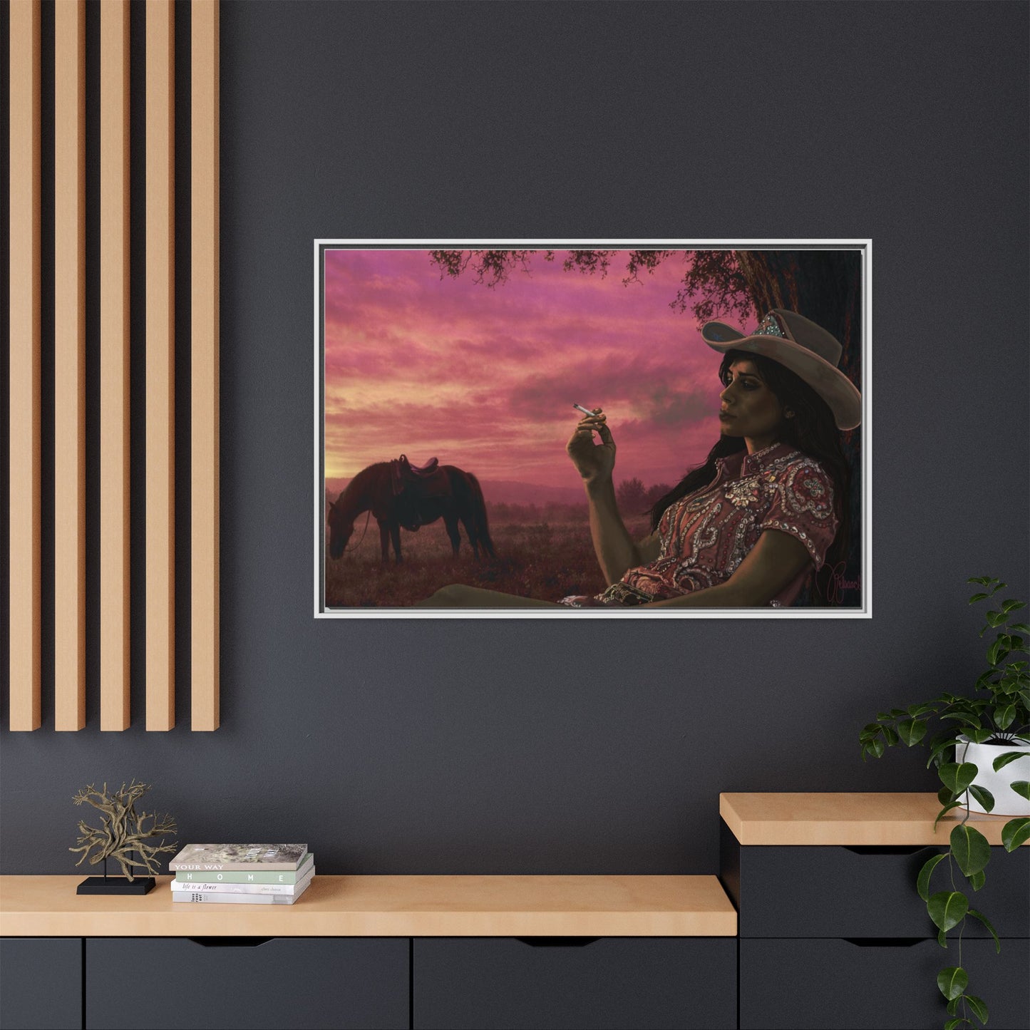 RHINESTONE COWGIRL:  Framed Matte Canvas Print