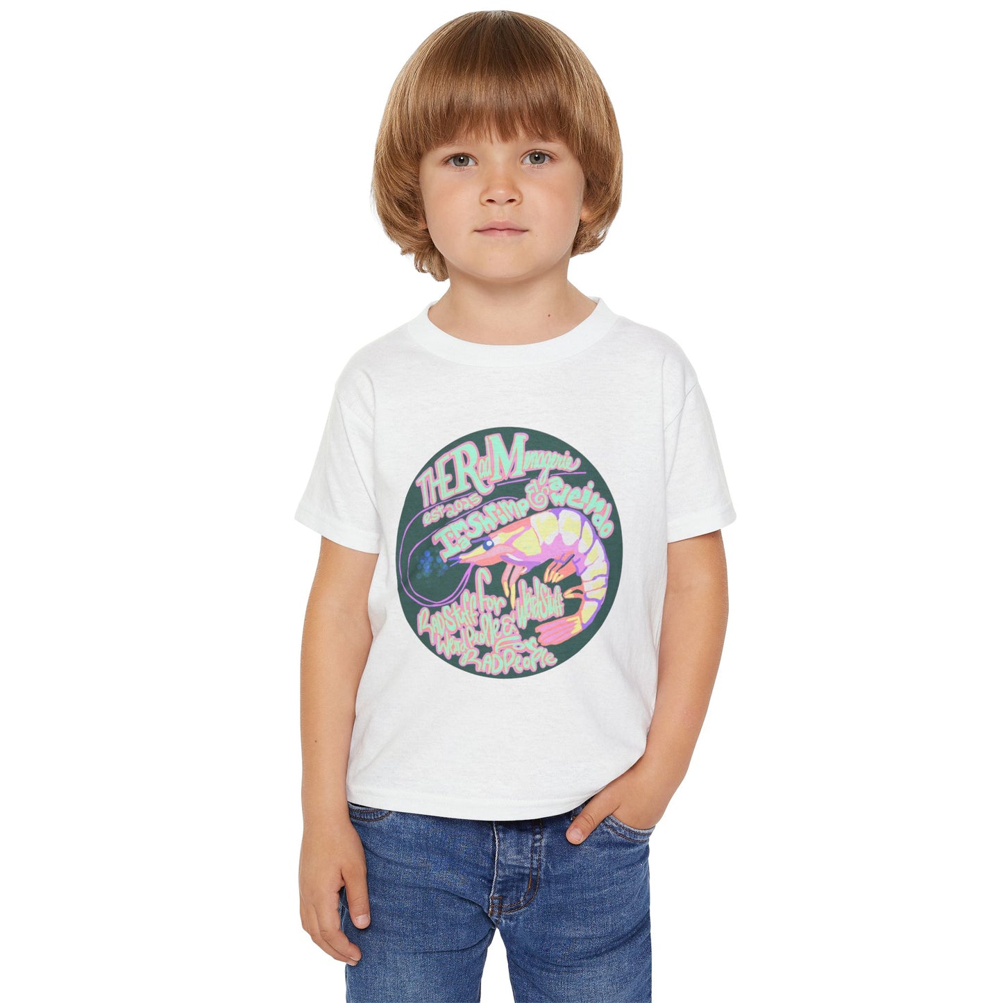 Colorful Shrimp Toddler T-shirt - Cute Marine Art Shirt, Kid's Summer Outfit, Gift for Ocean Lovers, Beach Day Apparel