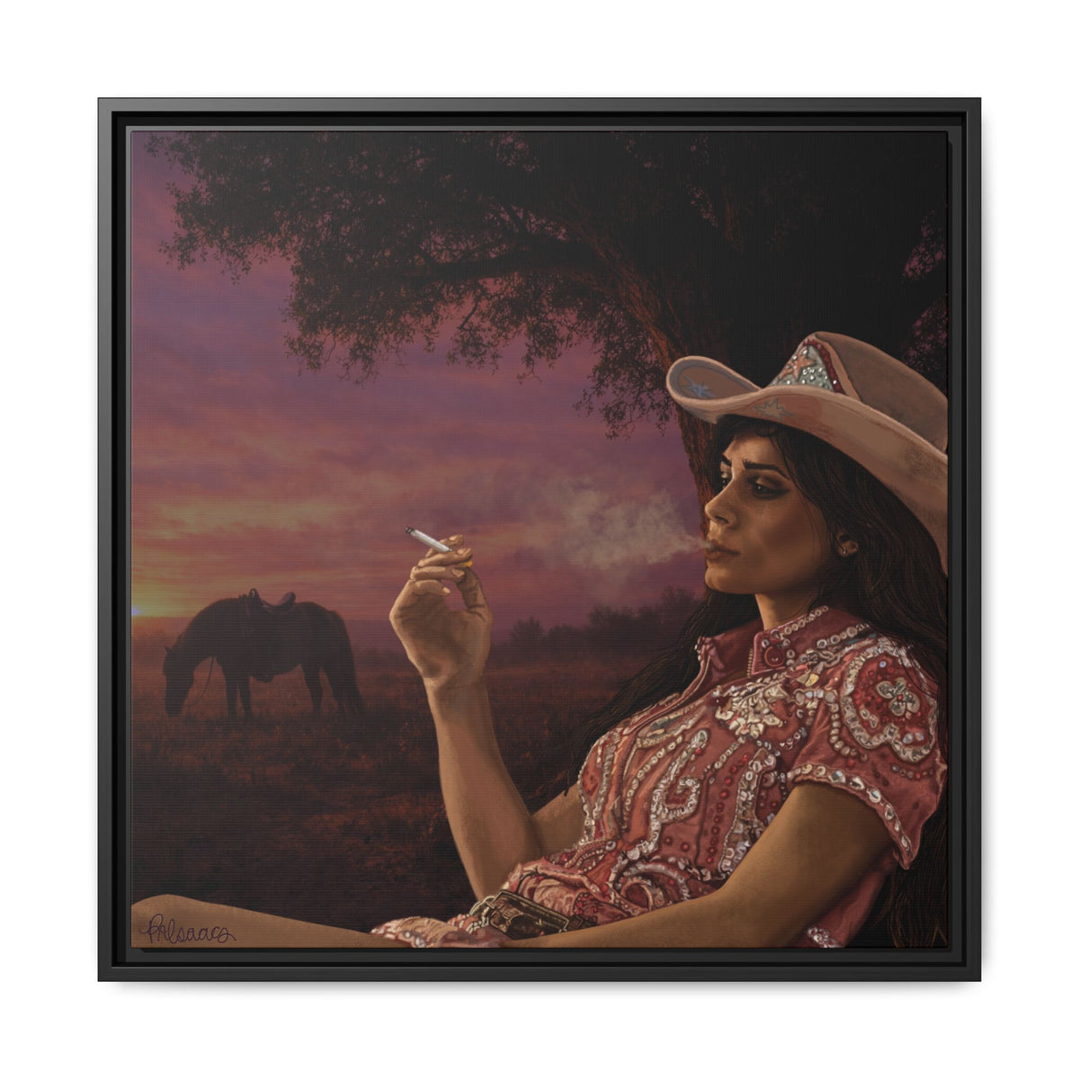 RHINESTONE COWGIRL: Framed Matte Canvas Print