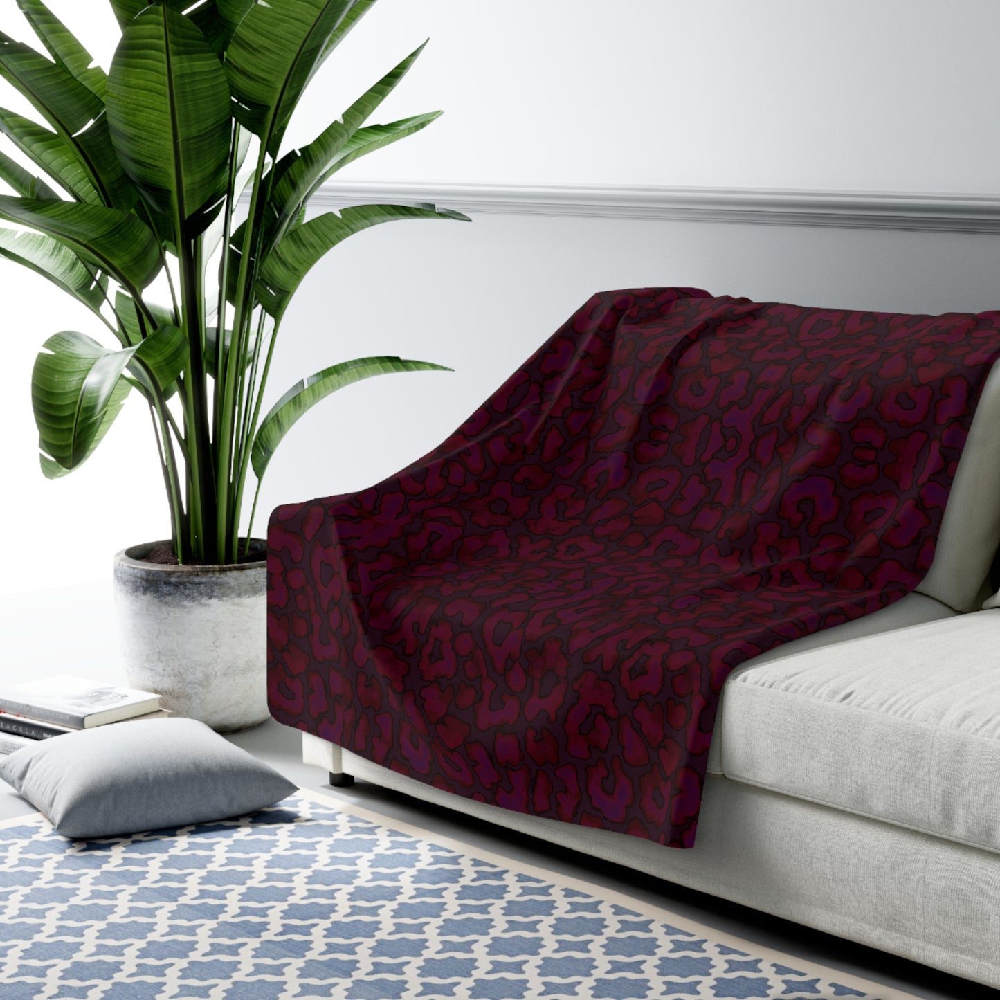 DARK LEOPARD PRINT Sherpa Blanket