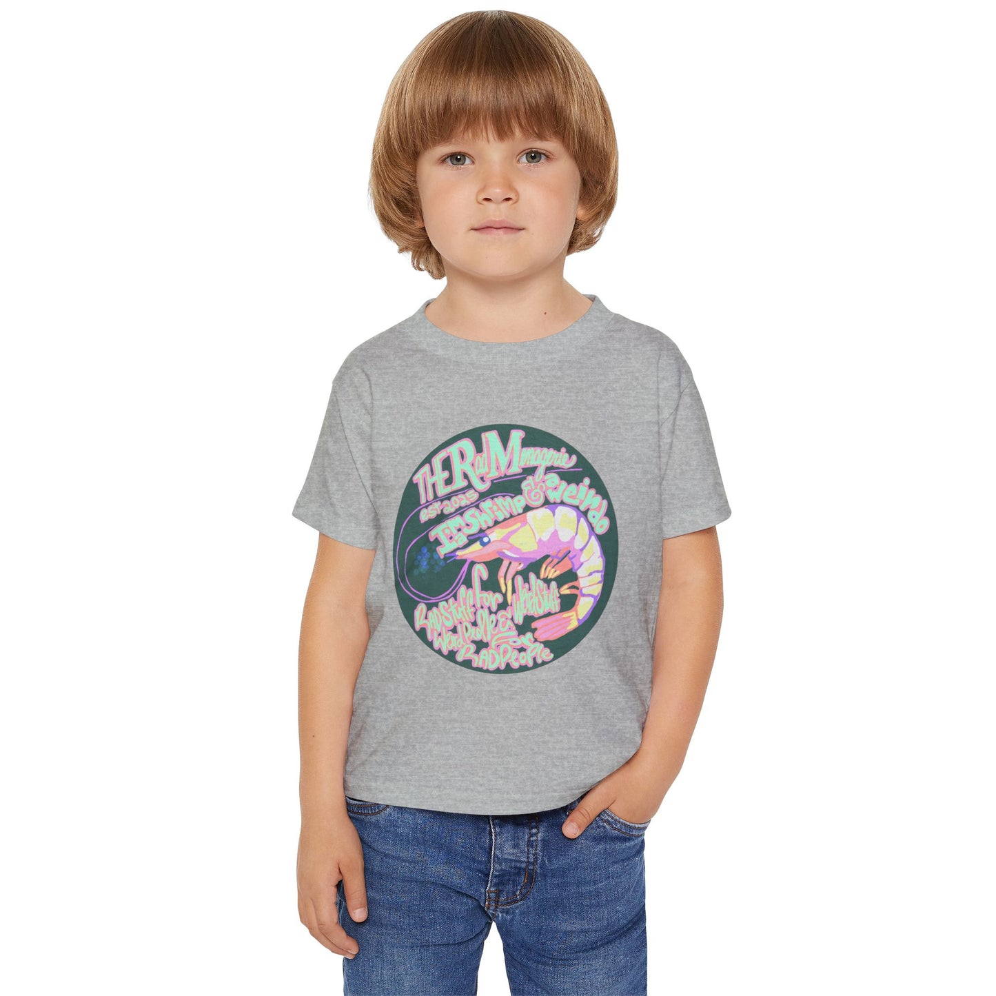 Colorful Shrimp Toddler T-shirt - Cute Marine Art Shirt, Kid's Summer Outfit, Gift for Ocean Lovers, Beach Day Apparel