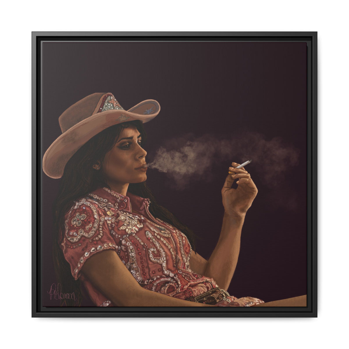RHINESTONE COWGIRL: Framed Matte Canvas