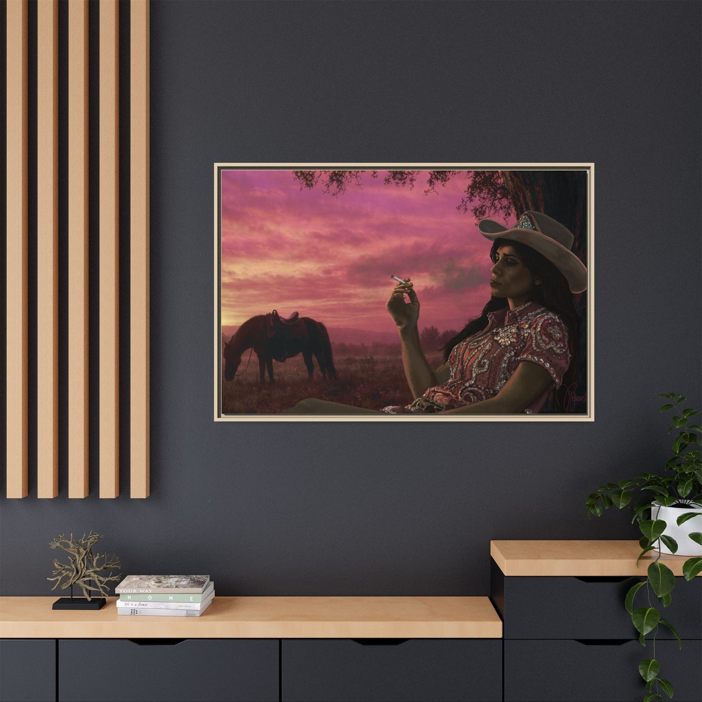 RHINESTONE COWGIRL:  Framed Matte Canvas Print
