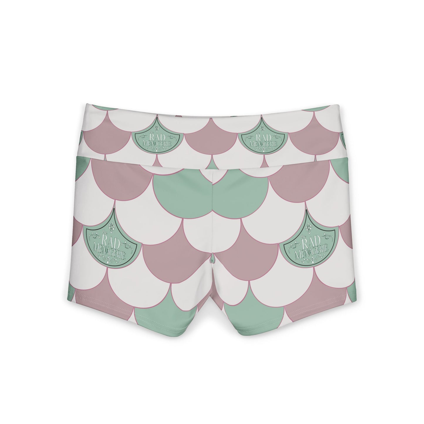 MERMAID SCALES PRINT: Pastel Pink & Mint Yoga Shorts