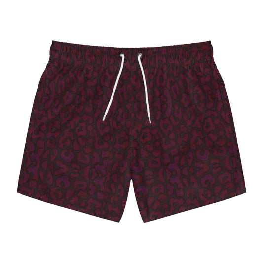 BURGUNDY ANIMAL PRINT: Swim Trunks