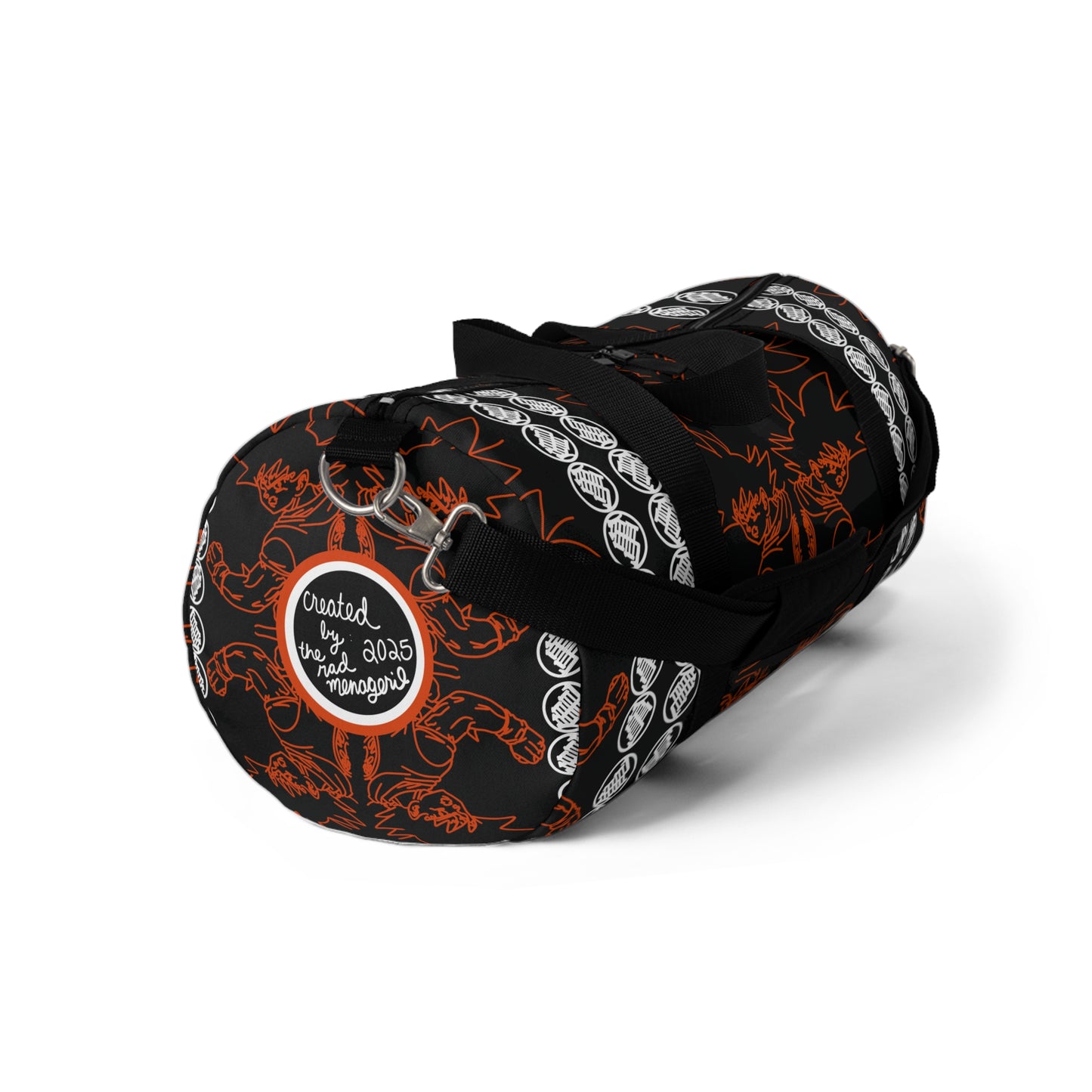 BLACK & ORANGE PRINT: Duffel Gym Bag