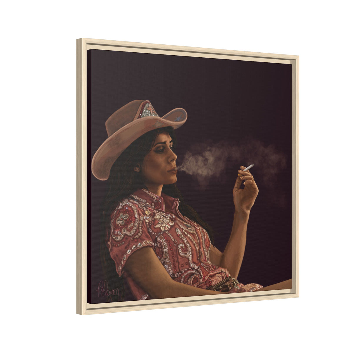 RHINESTONE COWGIRL: Framed Matte Canvas