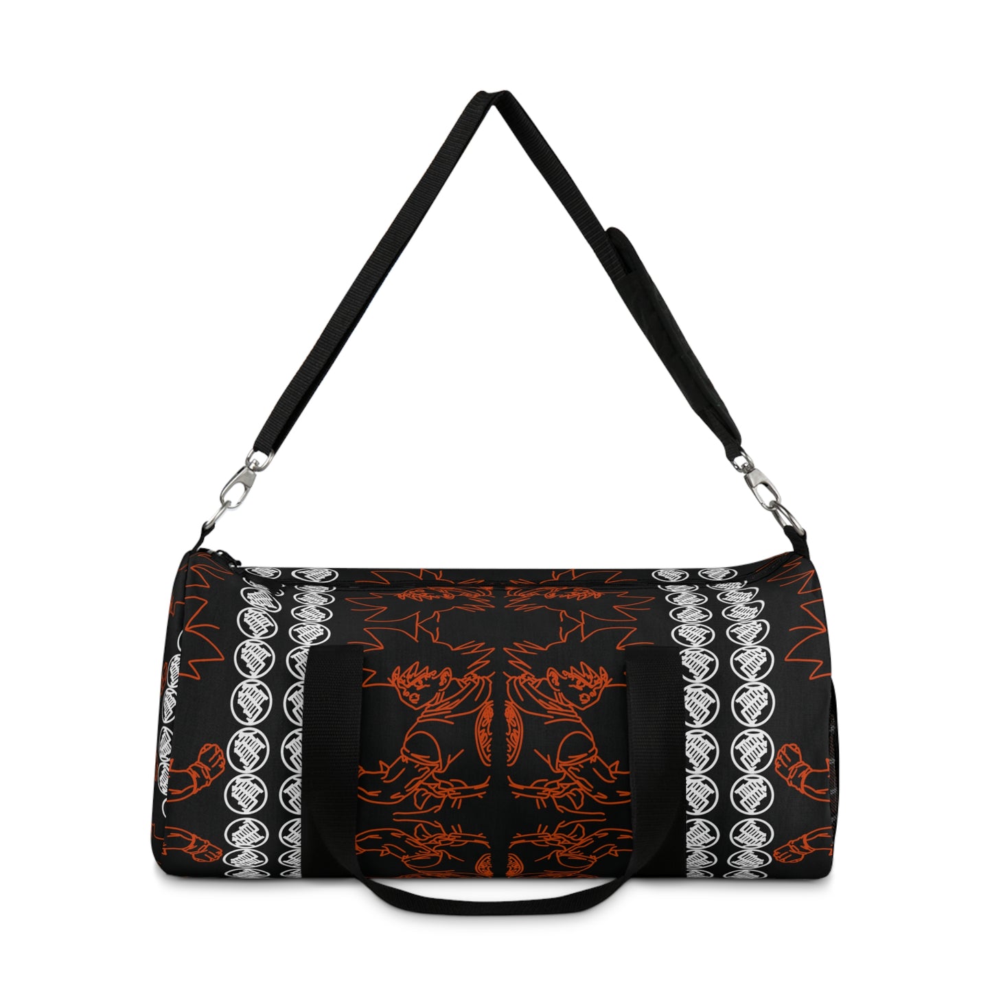 BLACK & ORANGE PRINT: Duffel Gym Bag