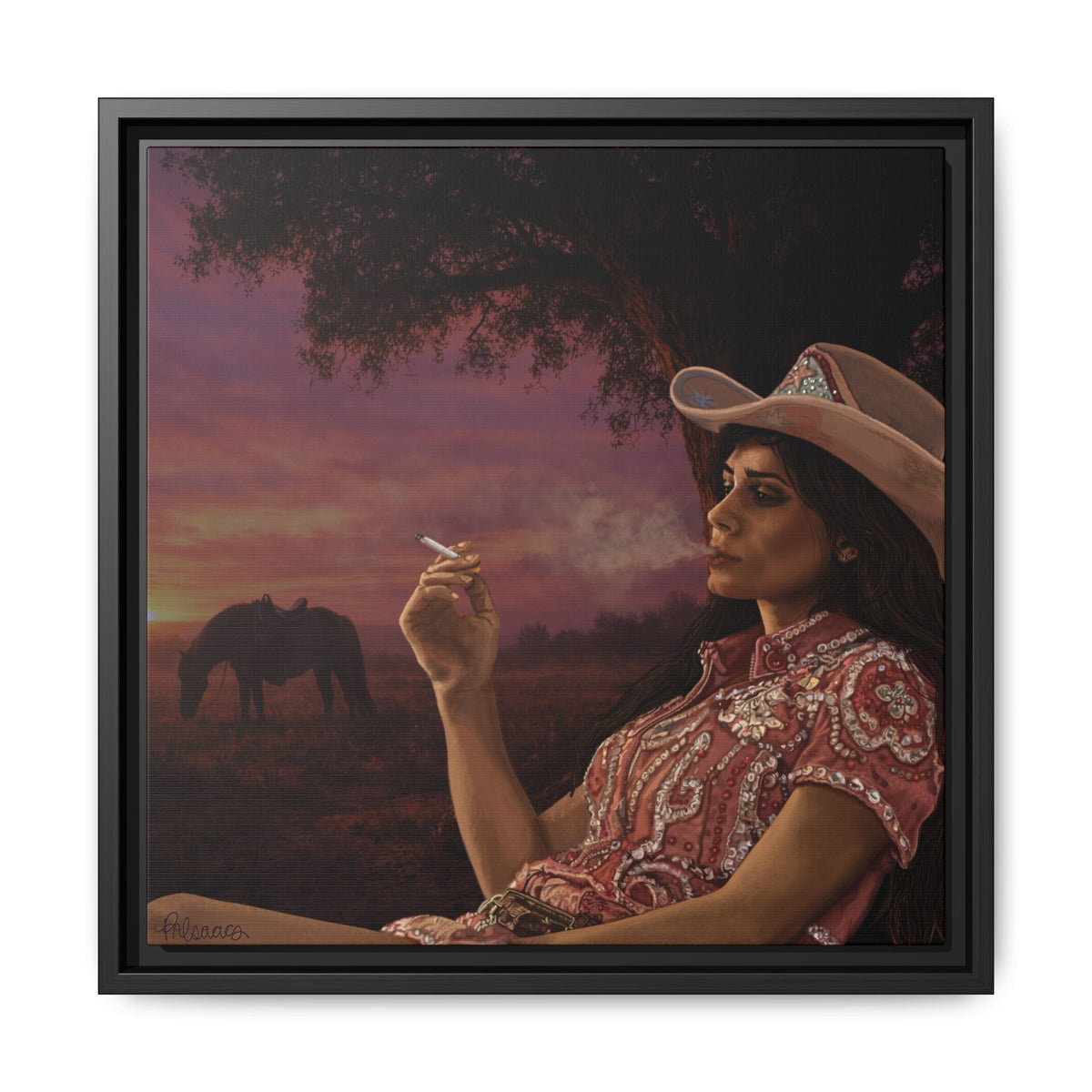 RHINESTONE COWGIRL: Framed Matte Canvas Print