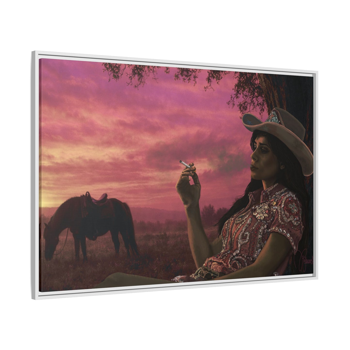 RHINESTONE COWGIRL:  Framed Matte Canvas Print
