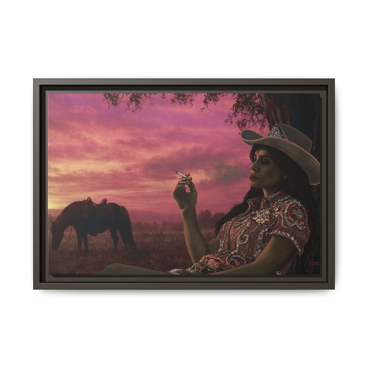 RHINESTONE COWGIRL:  Framed Matte Canvas Print