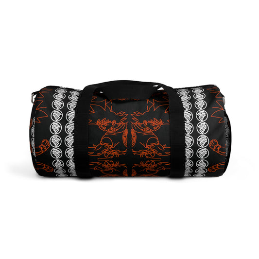BLACK & ORANGE PRINT: Duffel Gym Bag