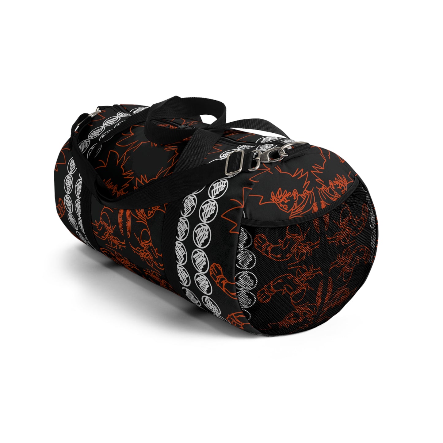 BLACK & ORANGE PRINT: Duffel Gym Bag