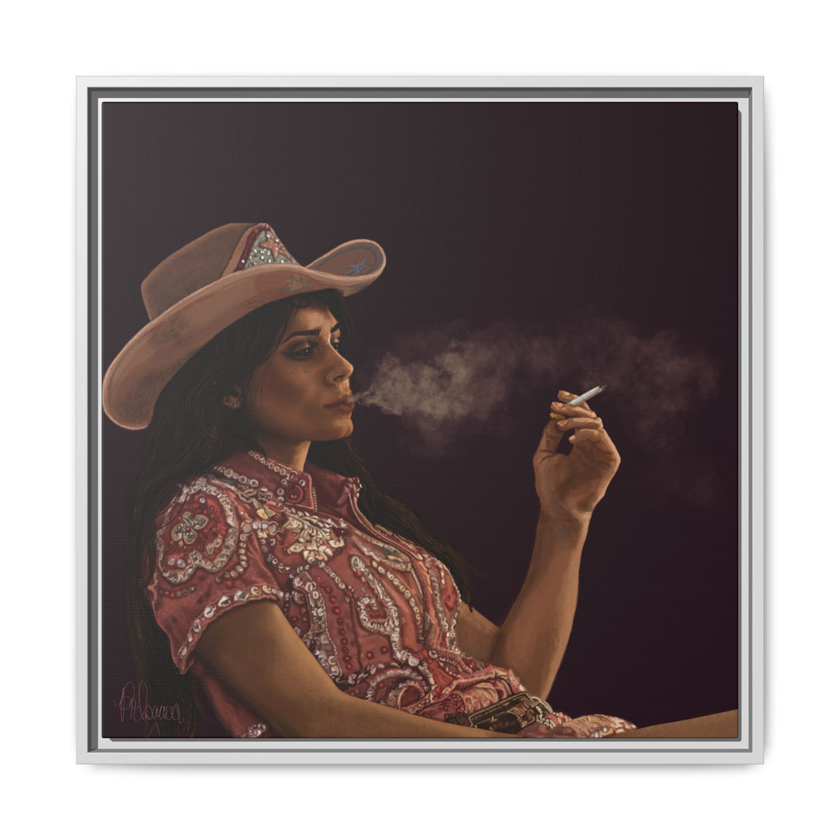RHINESTONE COWGIRL: Framed Matte Canvas