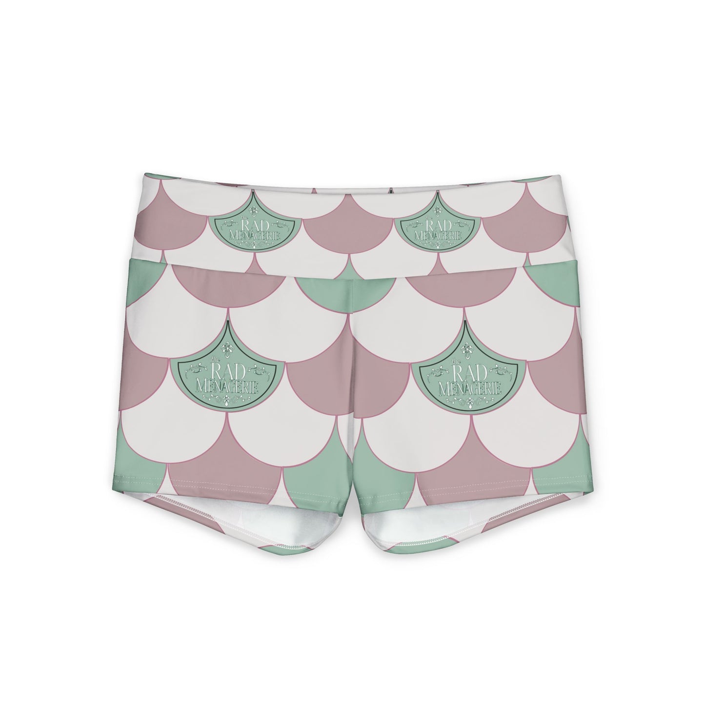 MERMAID SCALES PRINT: Pastel Pink & Mint Yoga Shorts