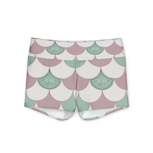MERMAID SCALES PRINT: Pastel Pink & Mint Yoga Shorts