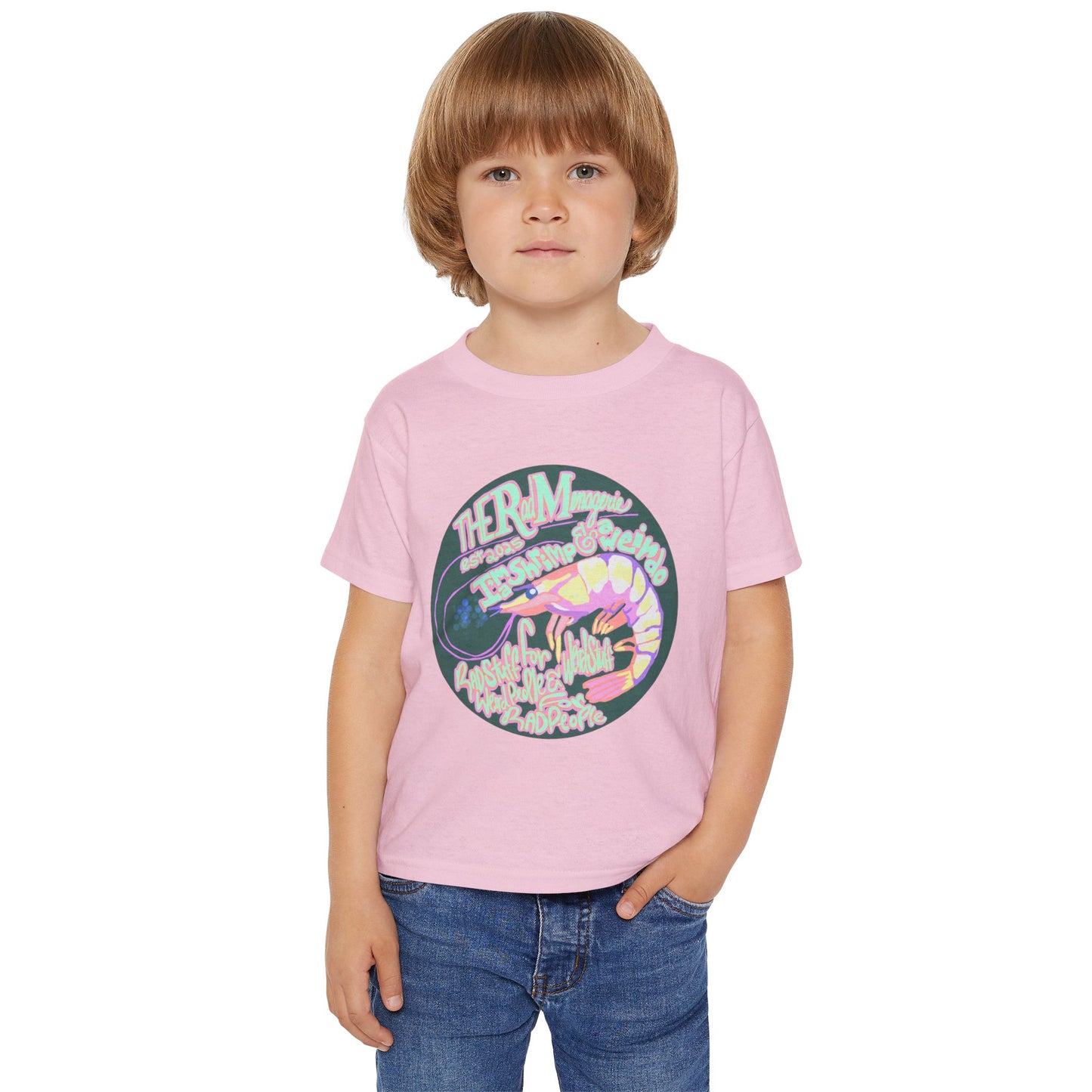Colorful Shrimp Toddler T-shirt - Cute Marine Art Shirt, Kid's Summer Outfit, Gift for Ocean Lovers, Beach Day Apparel