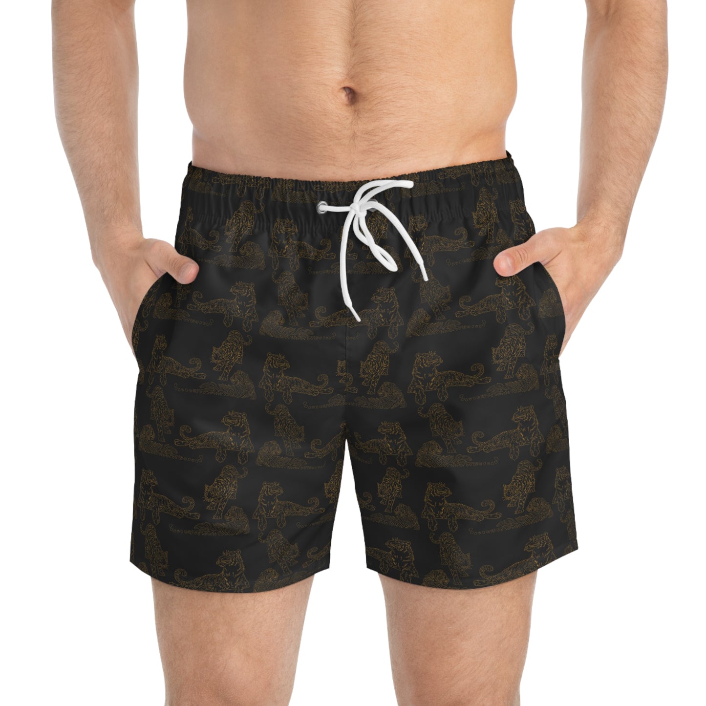 DARK TIGER PRINT: Swim Trunks