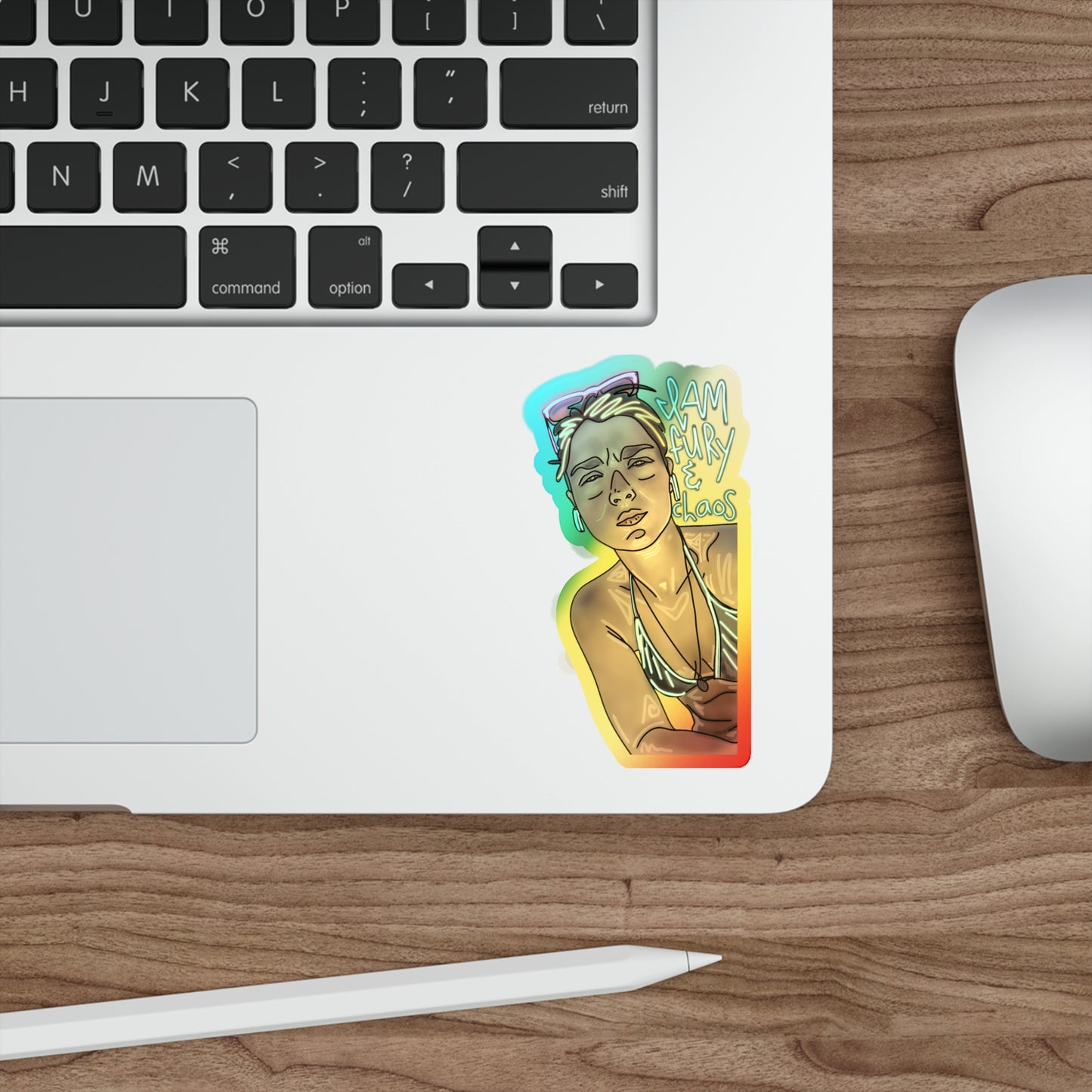 FURY & CHAOS: Vibrant Holographic Die-Cut Sticker