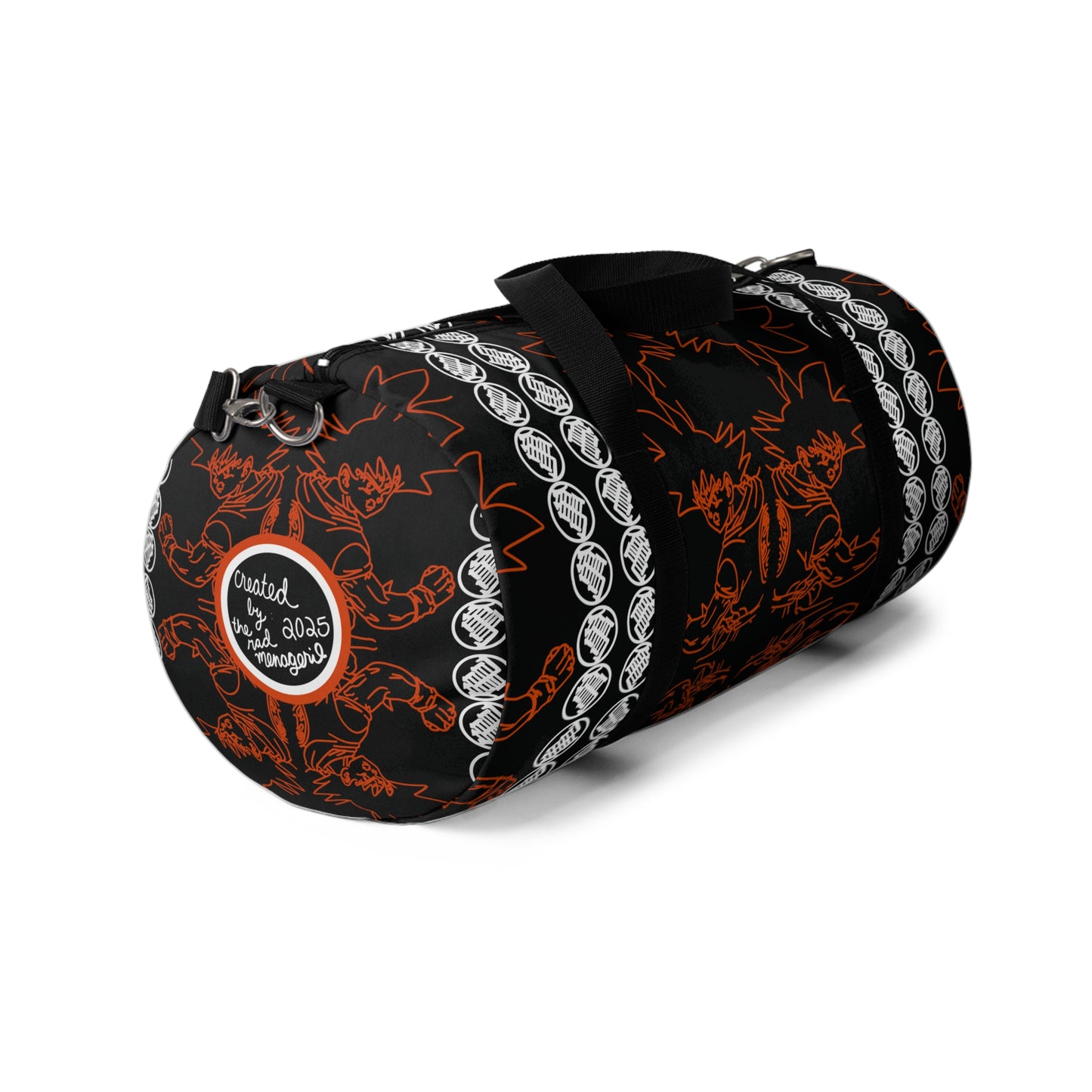BLACK & ORANGE PRINT: Duffel Gym Bag