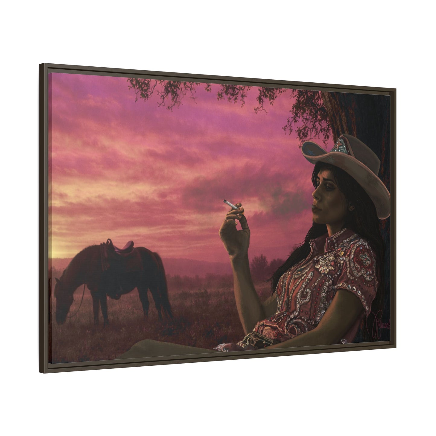 RHINESTONE COWGIRL:  Framed Matte Canvas Print