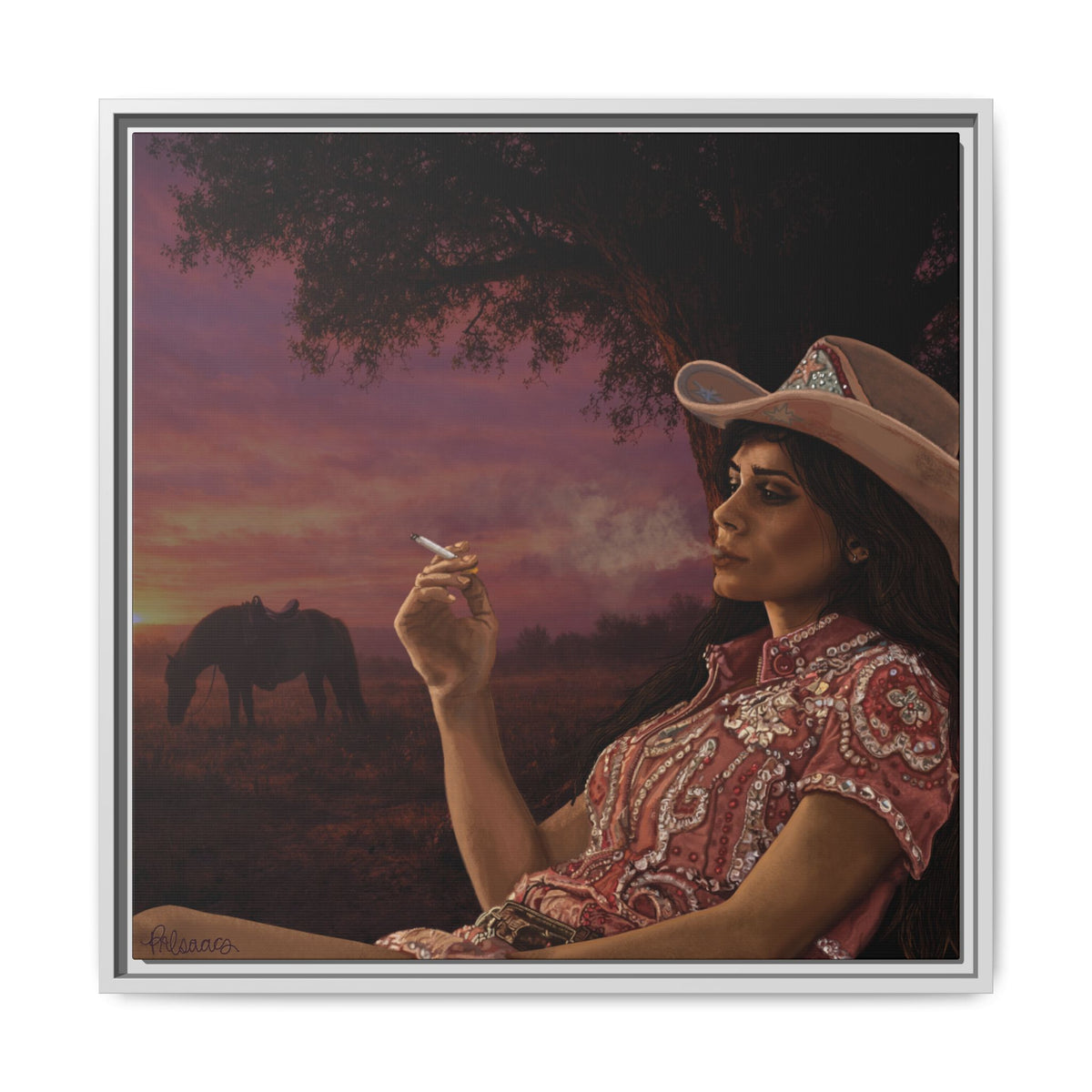 RHINESTONE COWGIRL: Framed Matte Canvas Print