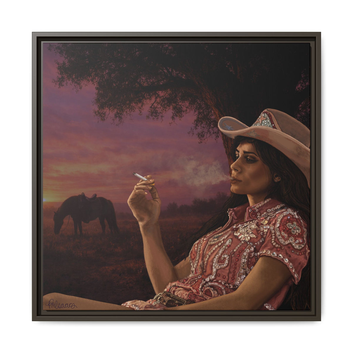 RHINESTONE COWGIRL: Framed Matte Canvas Print