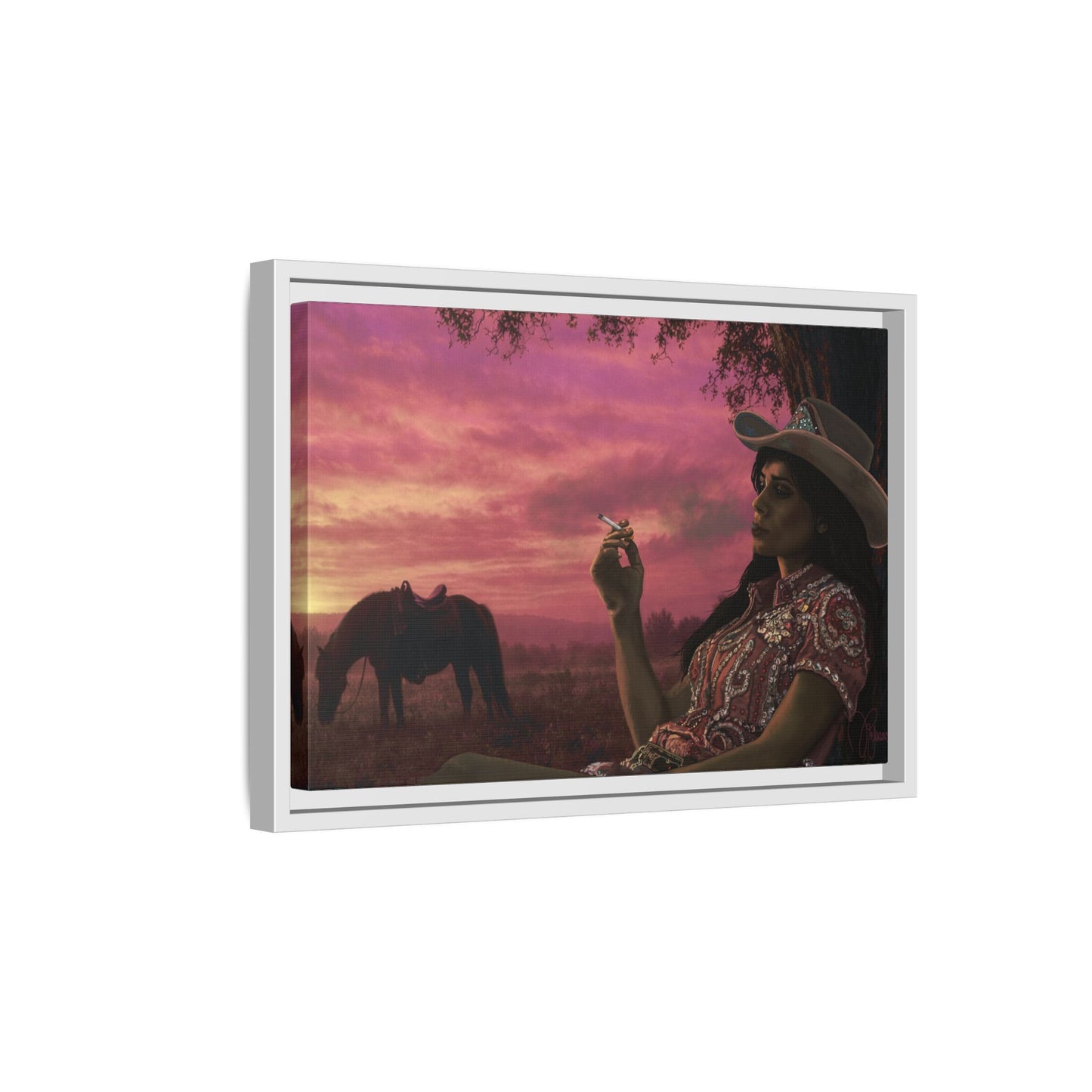 RHINESTONE COWGIRL:  Framed Matte Canvas Print