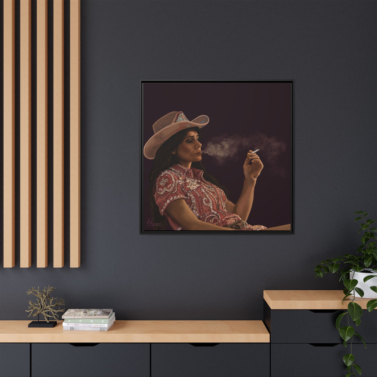 RHINESTONE COWGIRL: Framed Matte Canvas