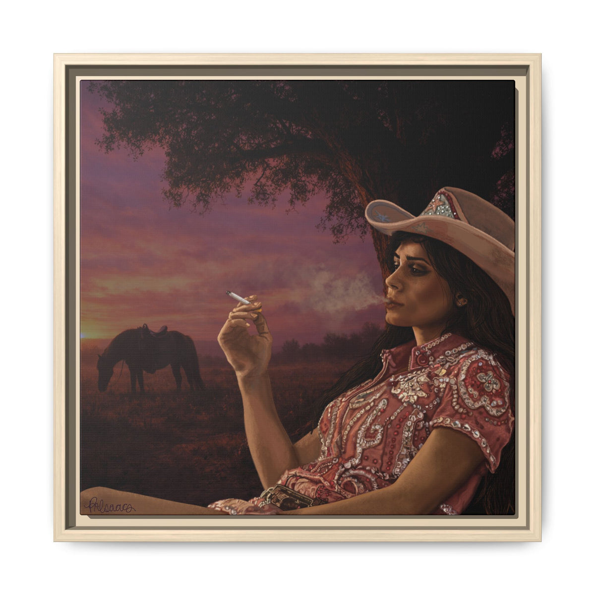 RHINESTONE COWGIRL: Framed Matte Canvas Print