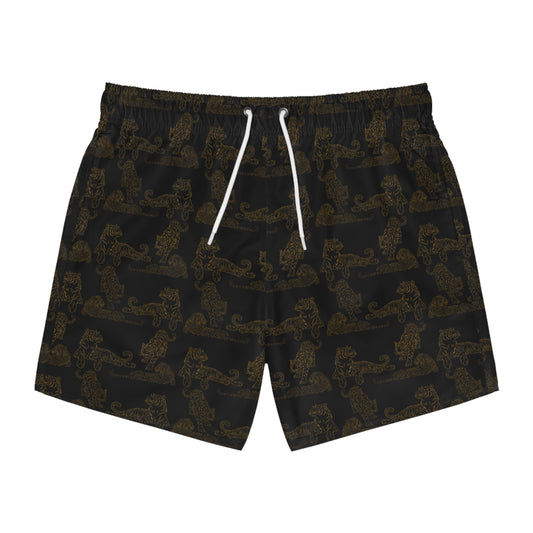 DARK TIGER PRINT: Swim Trunks