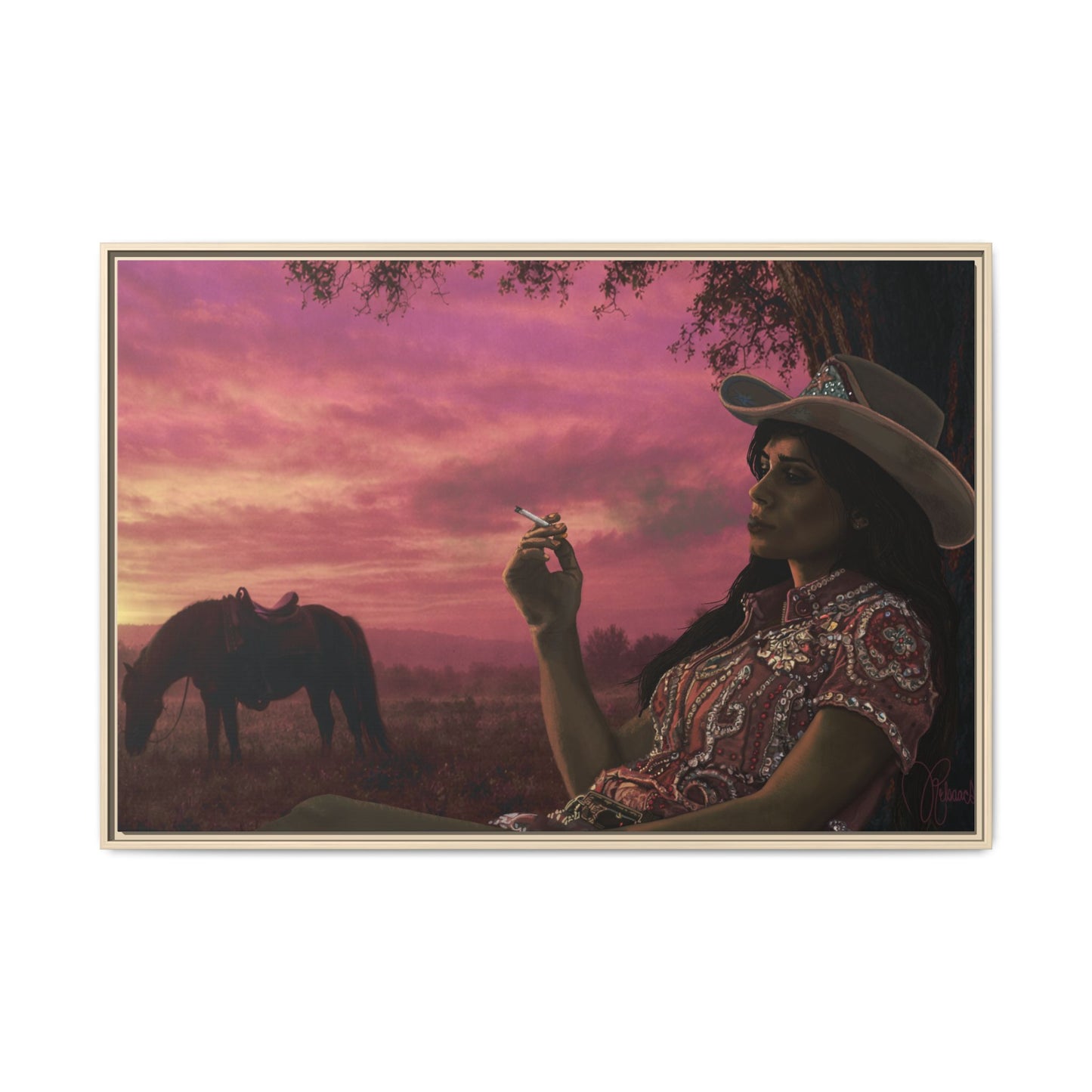 RHINESTONE COWGIRL:  Framed Matte Canvas Print