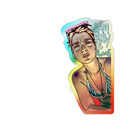 FURY & CHAOS: Vibrant Holographic Die-Cut Sticker
