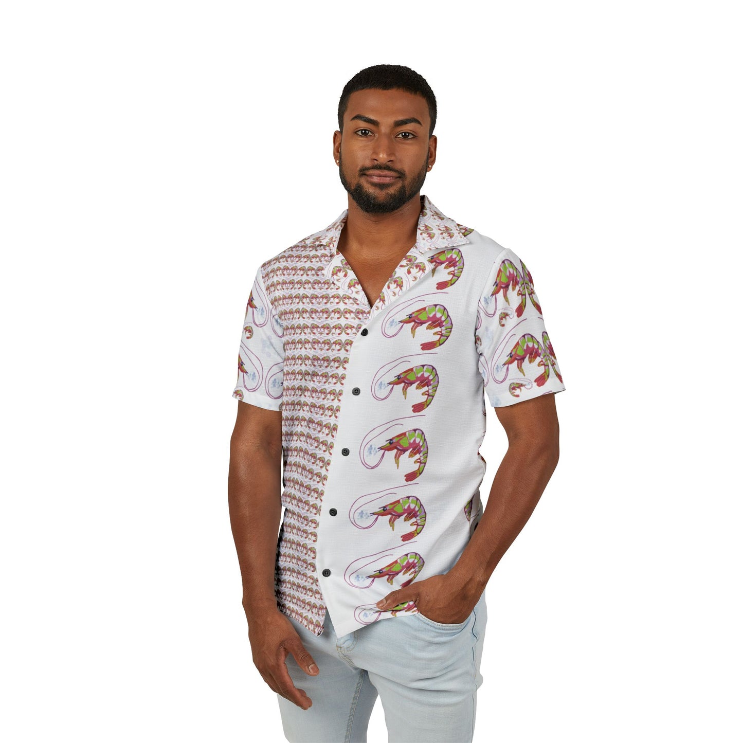 SHRIMP PRINT: Men’s Tropical Hawaiian Shirt