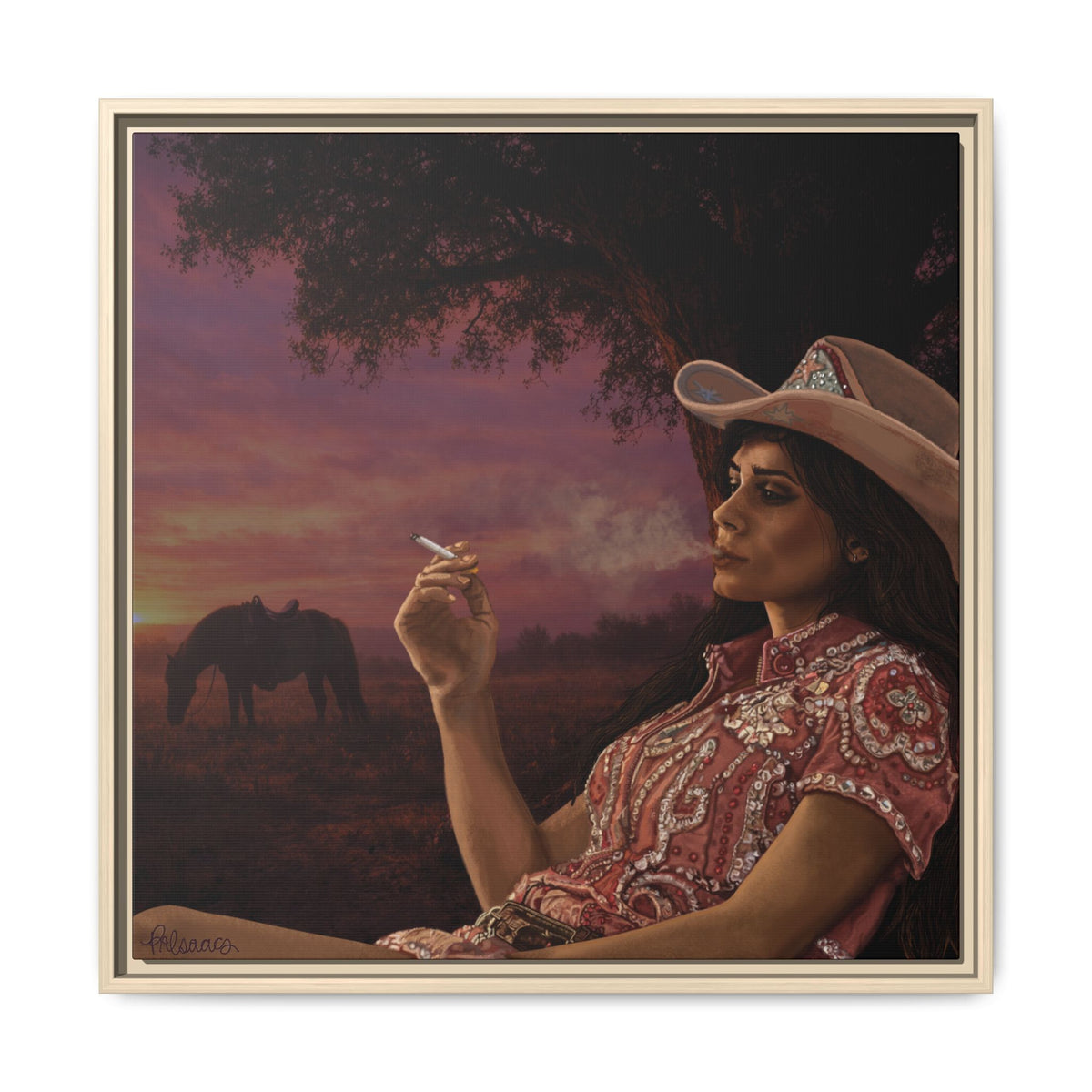 RHINESTONE COWGIRL: Framed Matte Canvas Print