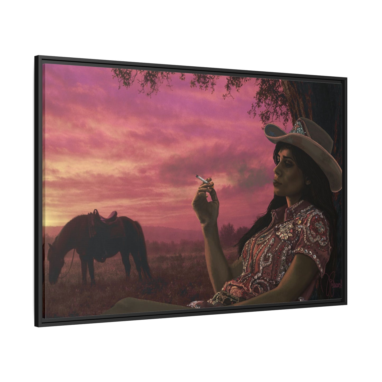 RHINESTONE COWGIRL:  Framed Matte Canvas Print