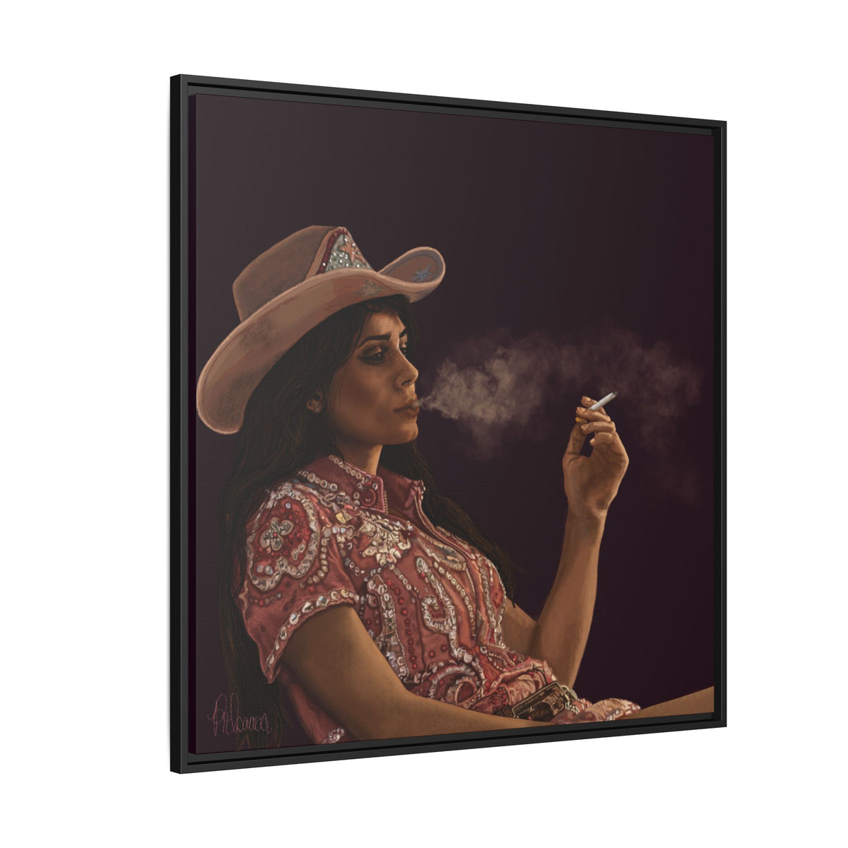 RHINESTONE COWGIRL: Framed Matte Canvas