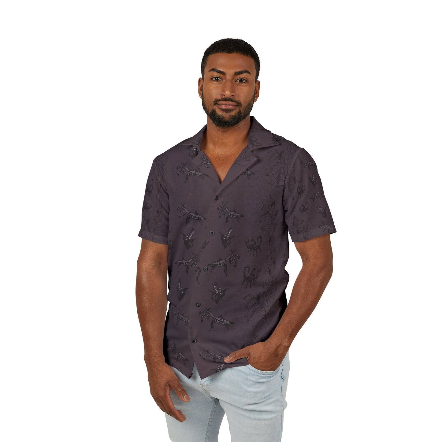 SCORPION & MANTIS PRINT: Men's Tropical Hawaiian Shirt