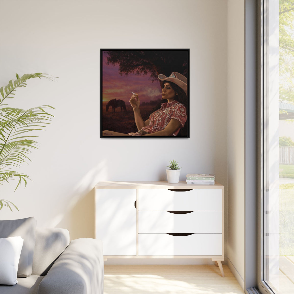 RHINESTONE COWGIRL: Framed Matte Canvas Print